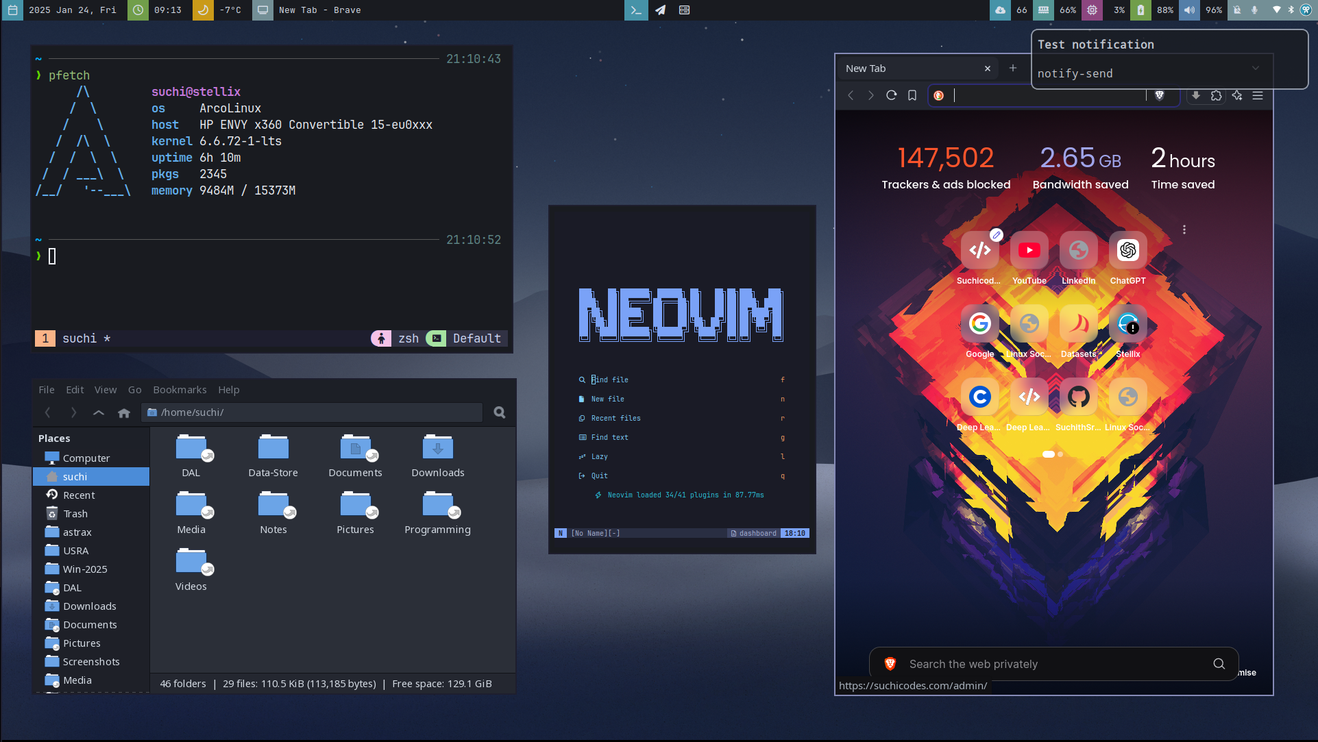 Dark theme with applications