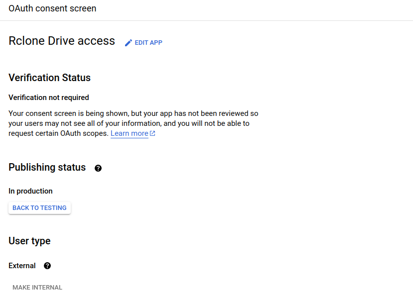 Successful OAuth screen