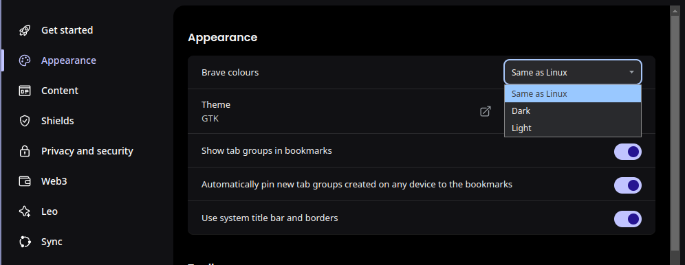 Example of Brave auto theme